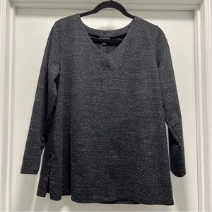 J Jill Wearever Collection Tunic Top Women Size Medium Petite Black Speckled
